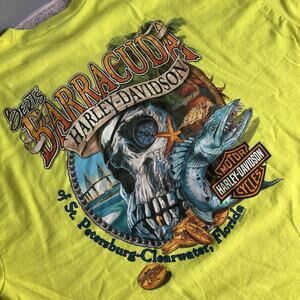 HARLEY DAVIDSON Motorcycles Berts Barracuda St Petersburg Long Sleeve Hi Vis 2XL